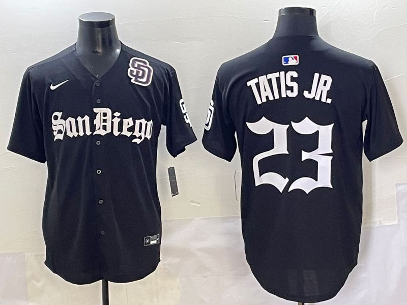 Men 2025 San Diego Padres #23 Tatis jr Black Five generations Joint Name Nike MLB Jersey style 13
